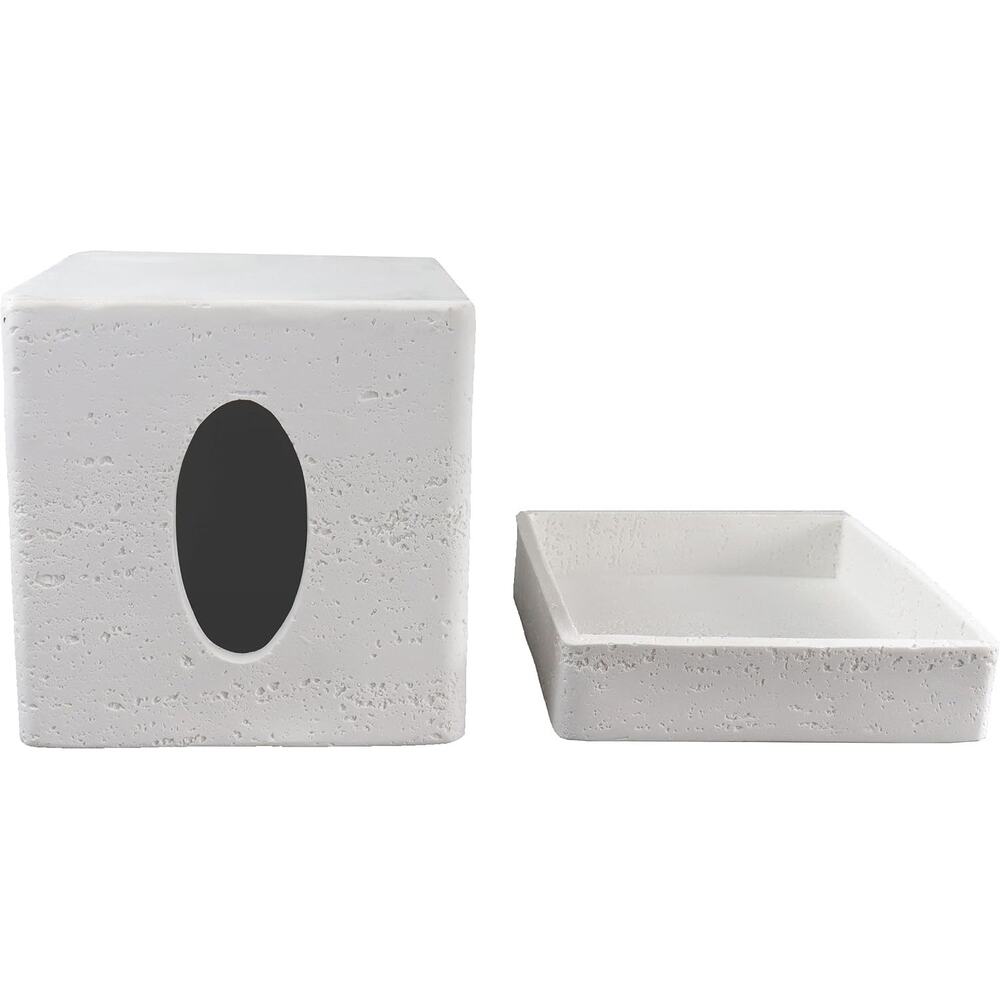 Hymmah Tray Tissue Box Cover Holder Unique Cube Design Tissue Dispenser-White - Picture 13 of 14